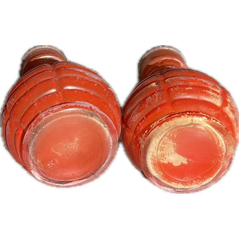 ANCHOR HOCKING Fired on Salt & Pepper Shakers Orange 1940s